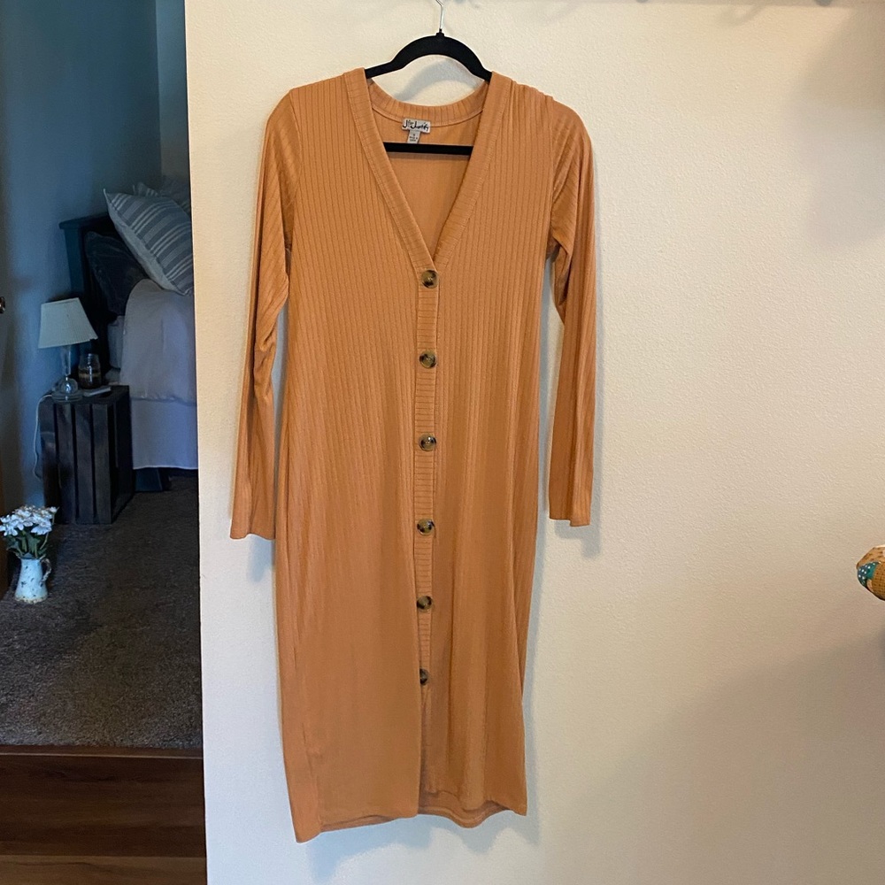 Front Button Tan Dress